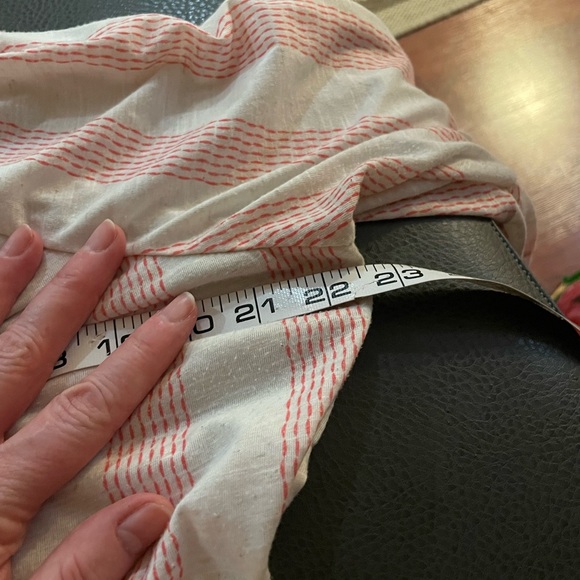 Maurices floral lace linen blouse cream pink size medium striped cutouts tassels - Picture 14 of 15